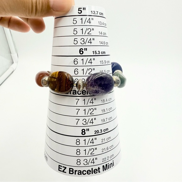 Multicolor Gemstone Chunky Beaded Stretch Bracelet - Picture 5 of 5